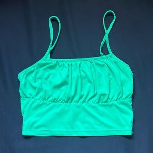 Green ruffle crop top
